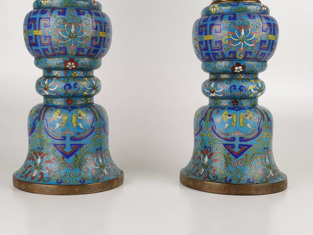 古玩雜項(xiàng)景泰藍(lán)花觚拍賣，當(dāng)前價(jià)格7650元