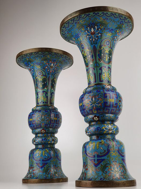 古玩雜項(xiàng)景泰藍(lán)花觚拍賣，當(dāng)前價(jià)格7650元