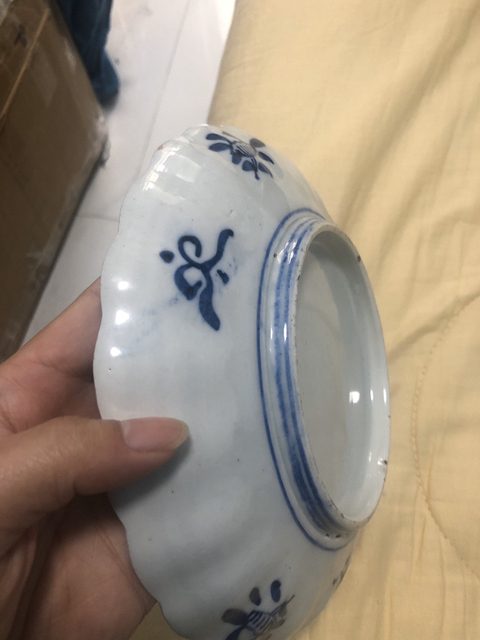 古玩陶瓷青花加彩盤拍賣，當(dāng)前價(jià)格55元