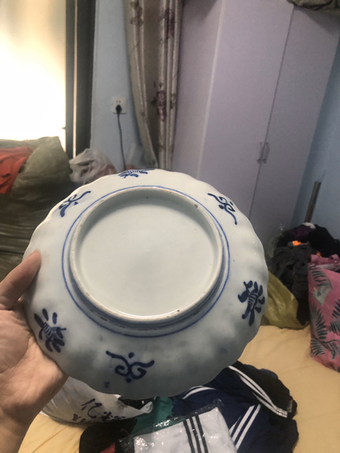 古玩陶瓷青花加彩盤拍賣，當(dāng)前價(jià)格55元