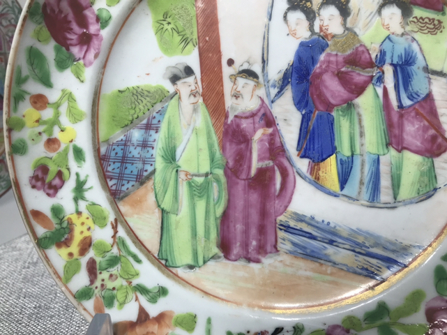 古玩陶瓷清晚期?細路?精品人物故事賞盤拍賣,當前價格1500元