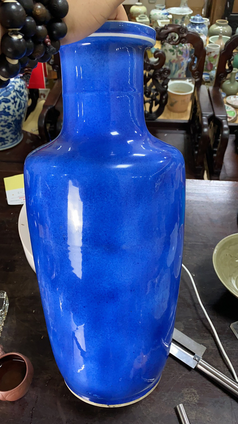 古玩陶瓷清康熙灑藍釉棒槌瓶拍賣，當前價格8250元