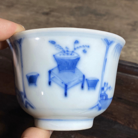 古玩陶瓷青花杯拍賣，當前價格7650元