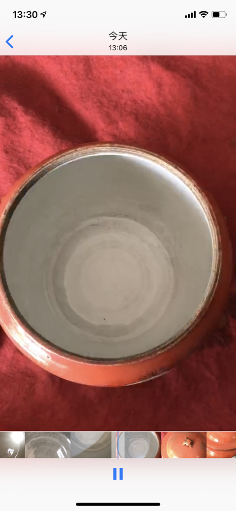 古玩陶瓷**紅金彩松鶴延年紋粥罐拍賣，當前價格9760元