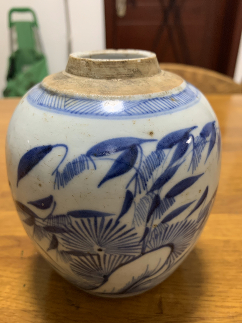 古玩陶瓷青花花草紋人頭罐拍賣，當(dāng)前價格7800元