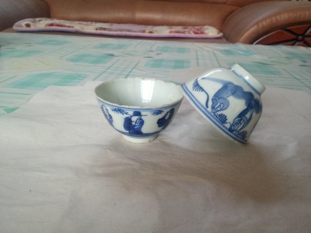 古玩陶瓷清晚·青花福祿壽三星人物紋杯一對真品鑒賞圖