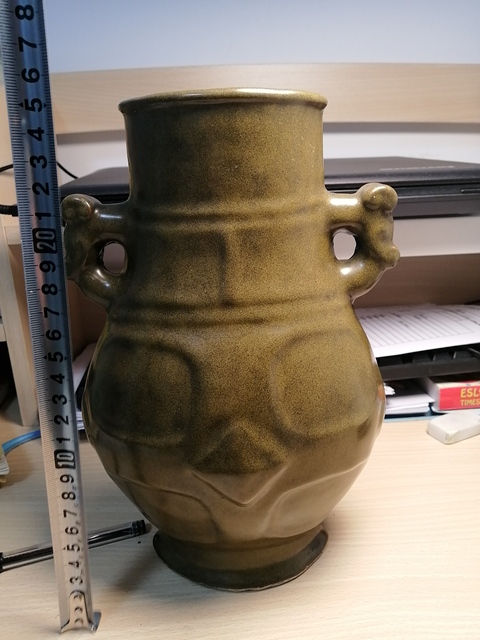 古玩陶瓷民國(guó)茶葉末釉獸耳漢壺尊拍賣(mài)，當(dāng)前價(jià)格9800元