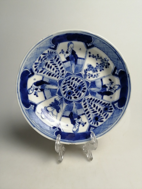 古玩陶瓷清代青花四美圖賞盤拍賣，當(dāng)前價(jià)格388元