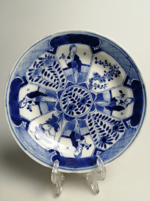 古玩陶瓷清代青花四美圖賞盤拍賣，當(dāng)前價(jià)格388元