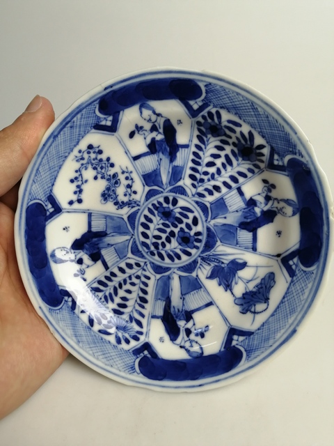 古玩陶瓷清代青花四美圖賞盤拍賣，當(dāng)前價(jià)格388元