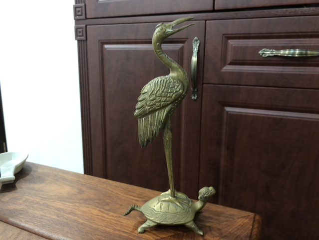 古玩雜項龜鶴擺件（精品）拍賣，當前價格500元