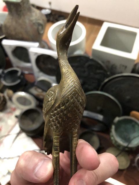 古玩雜項龜鶴擺件（精品）拍賣，當前價格500元