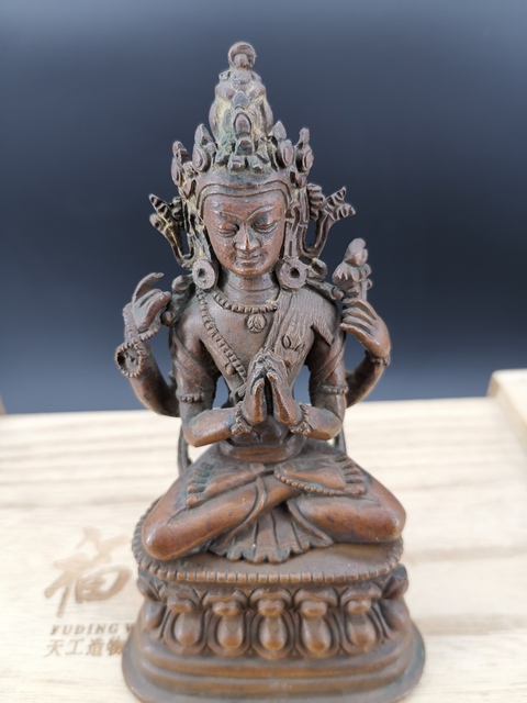 古玩銅器四臂觀音拍賣，當前價格13500元