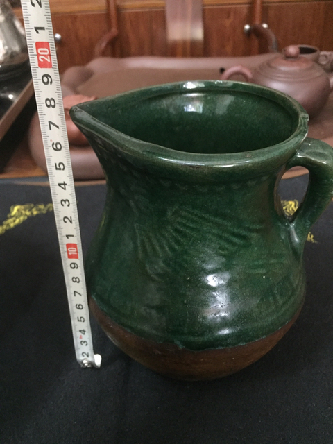 古玩陶瓷綠釉印花奶壺拍賣，當前價格8500元