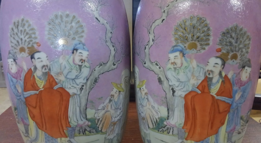 古玩陶瓷人物紋燈籠瓶拍賣，當前價格9800元