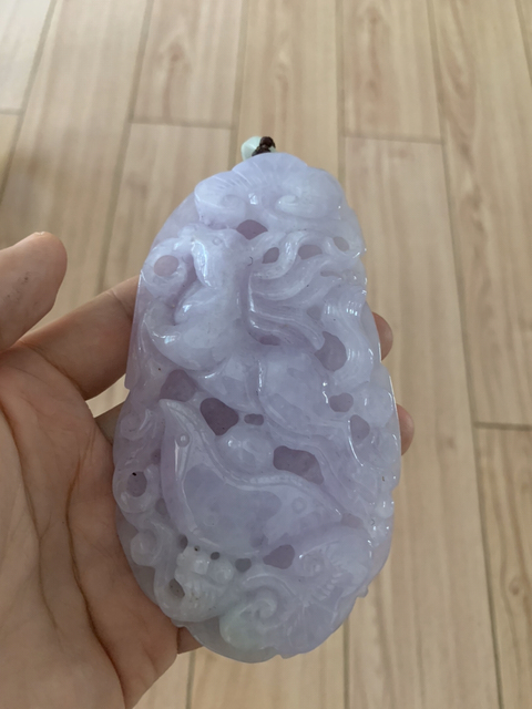 古玩玉器A貨翡翠紫羅蘭奔馬手把件拍賣，當前價格1666元