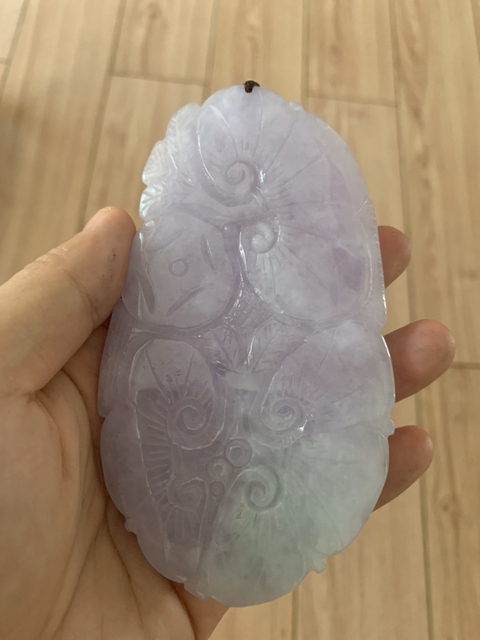 古玩玉器A貨翡翠紫羅蘭奔馬手把件拍賣，當前價格1666元