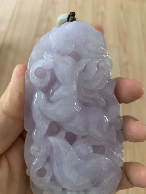 古玩玉器A貨翡翠紫羅蘭奔馬手把件拍賣，當前價格1666元