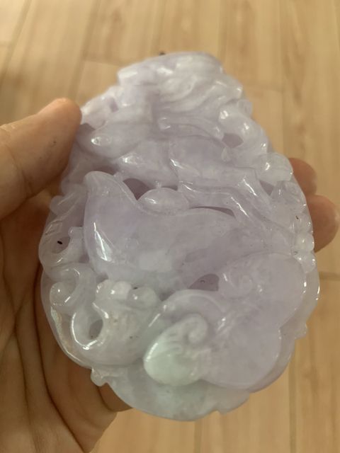 古玩玉器A貨翡翠紫羅蘭奔馬手把件拍賣，當前價格1666元