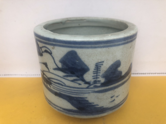 古玩陶瓷【推薦】清代.青花山水香爐拍賣,當前價格2500元