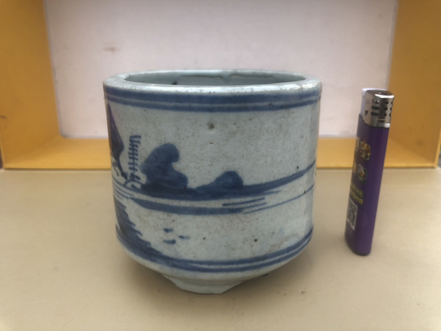 古玩陶瓷【推薦】清代.青花山水香爐拍賣,當前價格2500元