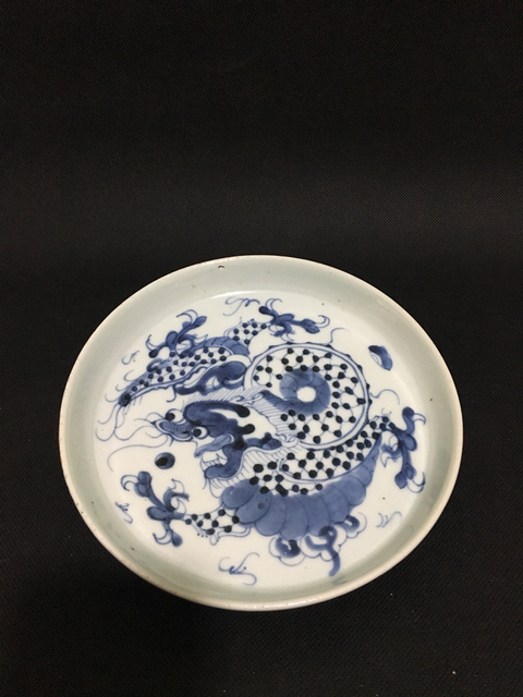 古玩陶瓷清中期青花龍紋鏜鑼洗拍賣,當(dāng)前價(jià)格4000元