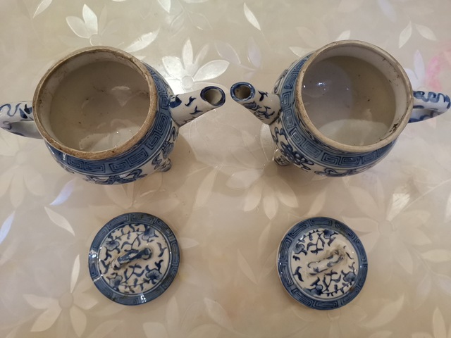 古玩陶瓷青花八寶盉一對拍賣，當前價格600元
