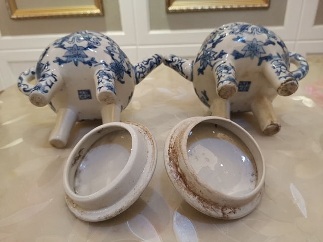 古玩陶瓷青花八寶盉一對拍賣，當前價格600元