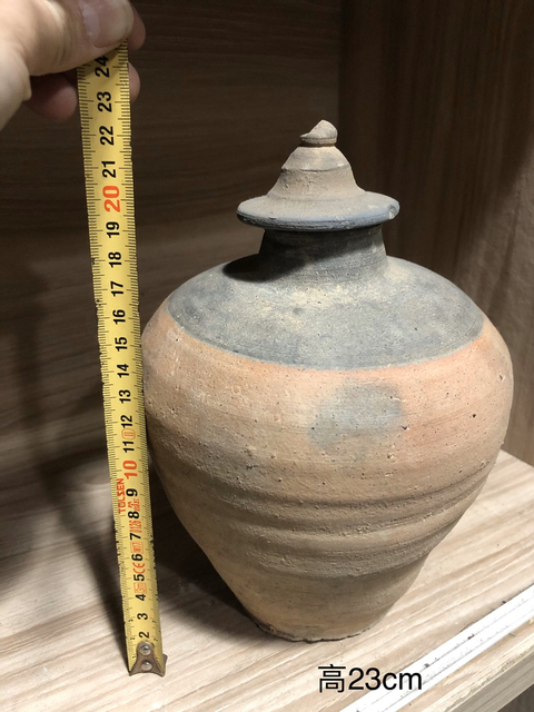 古玩陶瓷灰陶加朱瓶拍賣,當前價格588元