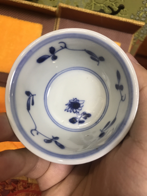古玩陶瓷清康熙精品花卉三多主人杯一對拍賣，當前價格1999元