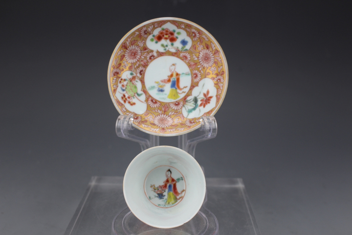 古玩陶瓷清雍正精品粉彩仕女茶杯一套拍賣，當前價格6666元