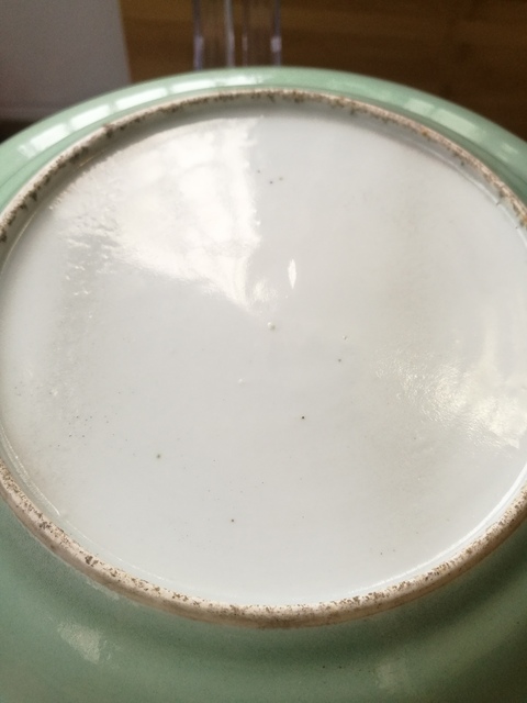 古玩陶瓷廣彩豆青釉折腰盤拍賣，當前價格2888元