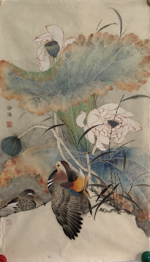 古玩字畫徐偉老師精品花鳥圖(已裝框)拍賣,當前價格780元