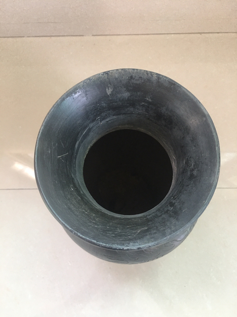 古玩陶瓷（已保真）民國精品黑陶刻龍紋大瓶拍賣，當前價格1888元