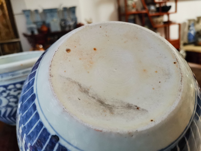 古玩陶瓷青花卷缸 一對拍賣，當前價格3666元