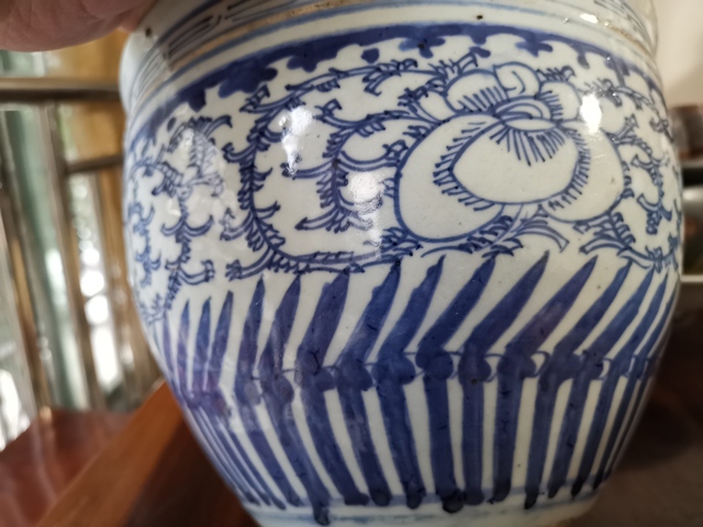 古玩陶瓷青花卷缸 一對拍賣，當前價格3666元