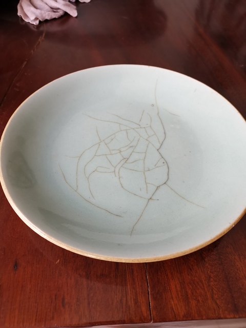 古玩陶瓷清代，豆青釉盤(pán)，一對(duì)拍賣(mài)，當(dāng)前價(jià)格1666元