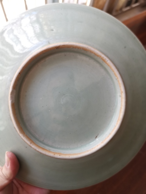 古玩陶瓷清代，豆青釉盤拍賣，當前價格3600元