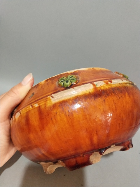 古玩陶瓷清代，三彩三足爐拍賣，當前價格2222元