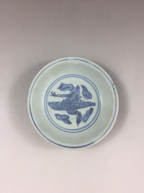古玩陶瓷明代青花鶴紋盤拍賣,當前價格600元