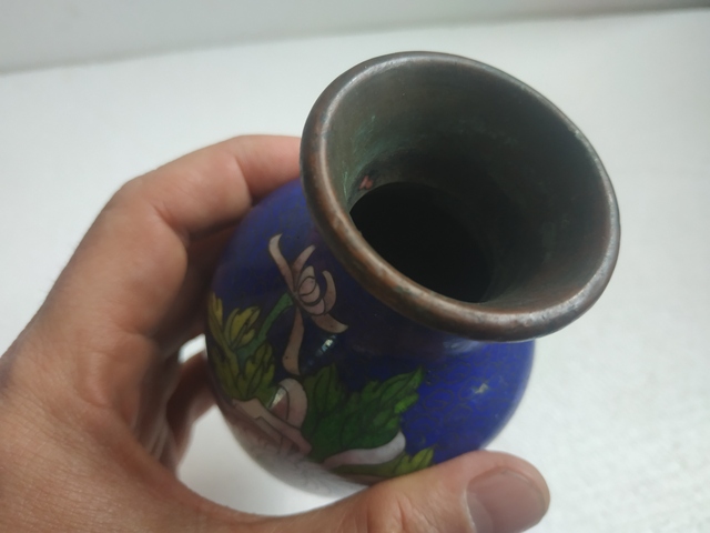 古玩陶瓷民國景泰藍掐絲琺瑯花瓶拍賣，當前價格568元
