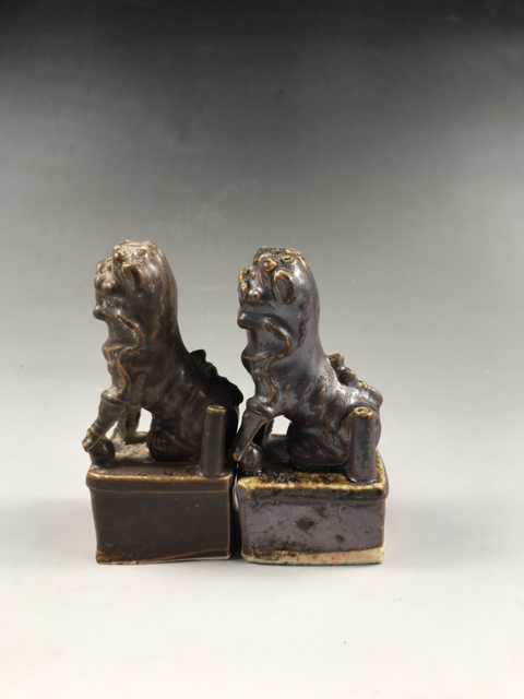 古玩陶瓷醬釉獅子塑像拍賣，當前價格3500元