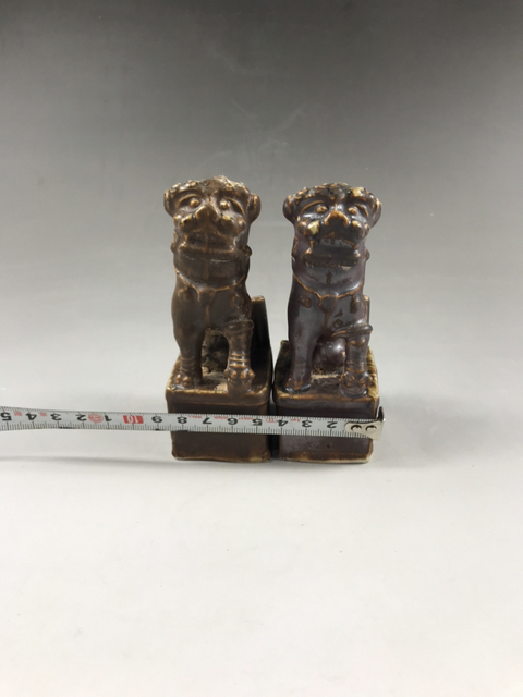 古玩陶瓷醬釉獅子塑像拍賣，當前價格3500元