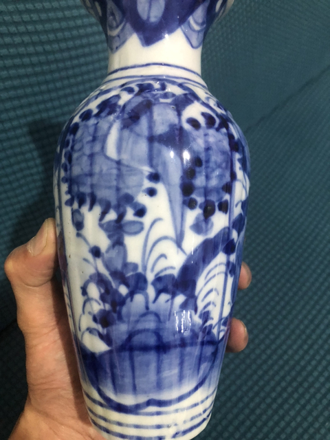 古玩陶瓷青花花卉紋瓜棱瓶拍賣，當前價格980元