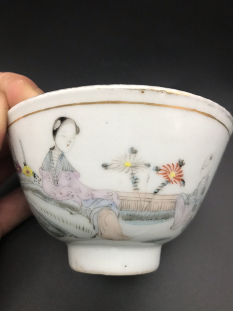 古玩陶瓷三娘教子人物紋粉彩蓋杯拍賣，當(dāng)前價(jià)格1680元