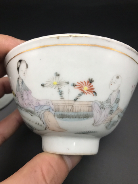 古玩陶瓷三娘教子人物紋粉彩蓋杯拍賣，當(dāng)前價(jià)格1680元