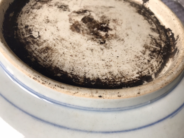 古玩陶瓷雍正青花梵文壽字紋盤拍賣，當前價格6000元
