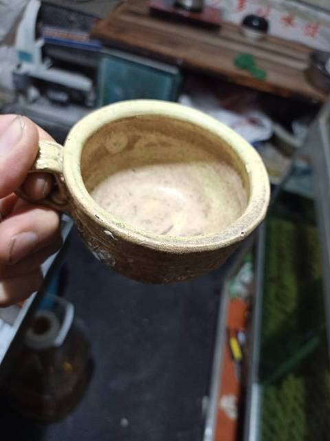 古玩陶瓷明磁州窯模印蓮花紋把杯一對拍賣，當前價格3800元