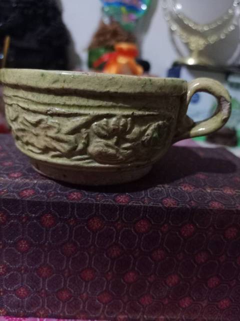 古玩陶瓷明磁州窯模印蓮花紋把杯一對拍賣，當前價格3800元