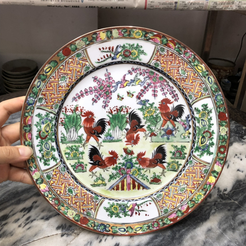 古玩陶瓷民國時期五子登科廣彩大盤拍賣，當(dāng)前價格688元